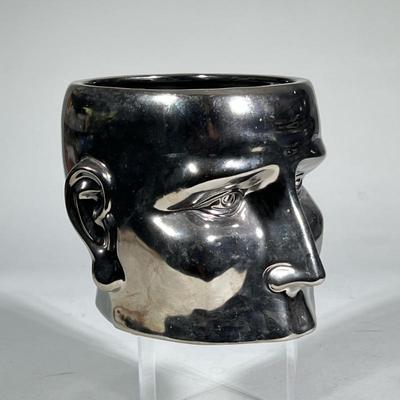 Large Silver Face Vase/planter

