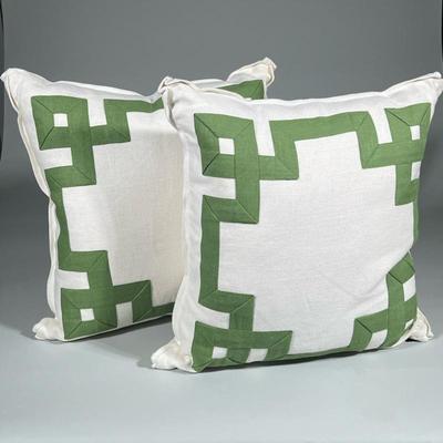 (2pc) Matching Woven Greek Key Throw Pillows
