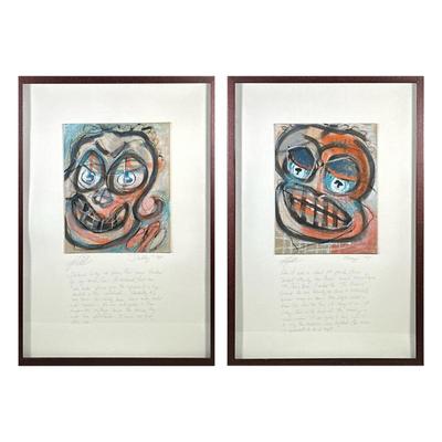 (2pc) Abstract Mixed Media Portraits
