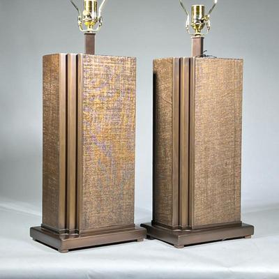 (2pc) Pair Tall Brown MCM Design Table Lamps
