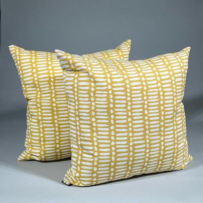 (2pc) Matching Decorative Yellow And White Square Throw Pillows
