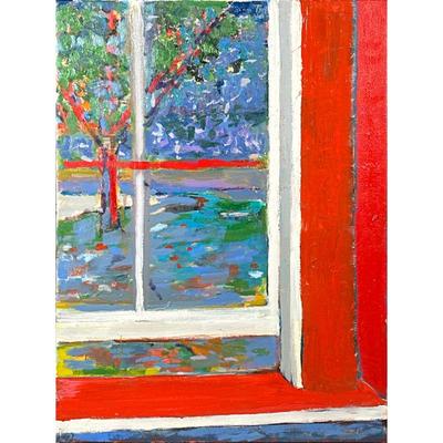 Impressionist Oil Painting of Window View
