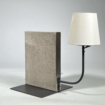 Oldknow Book Case Lamp / Currey & Company Polished Concrete And Wrought Iron Lamp
