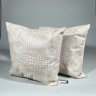 (2pc) Matching Textured Ivory Throw Pillows
