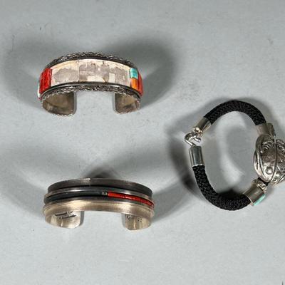 (3pc) STERLING & TURQUOISE BRACELETS
