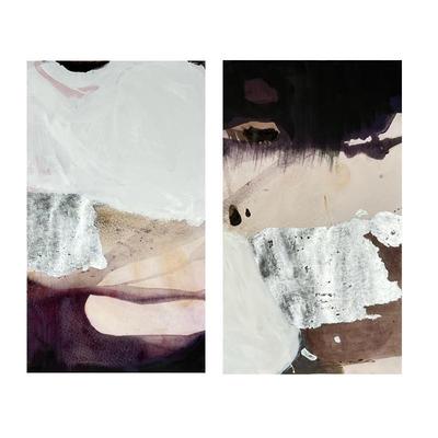 (2pc) SILVER LEAFA ABSTRACT PAINTINGS
