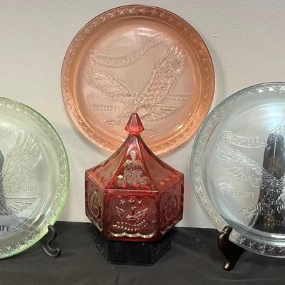 Tiara Colonial American & Year Of The Eagle Glass Dishes 