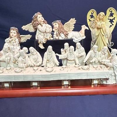 The Last Supper Statue And Angel Figurines 