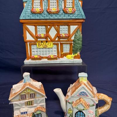 Brand New Vintage Houston Harvest Ceramic Set And Sherwood Cookie Jar