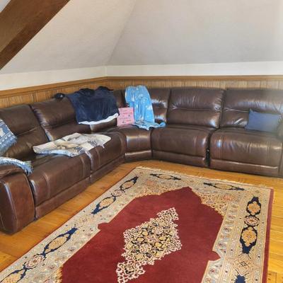 Sale Photo Thumbnail #23: 5 piece leather, reclining sectional