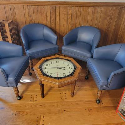 Sale Photo Thumbnail #34: Set of 4 Club chairs.  Clock table sold separately.