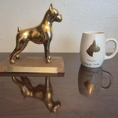Spokane Boxer Club Gold Tone Boxer Plaque and Championship Ceramic Mug