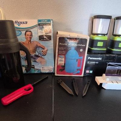 Camping Items - Lanterns, Panasonic AM/FM Radio, Thermos & More