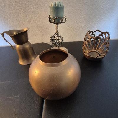 Vintage Brass Ginger Jar Urn, Candle Holder, Brass Pitcher, Votive Candle Holder , 