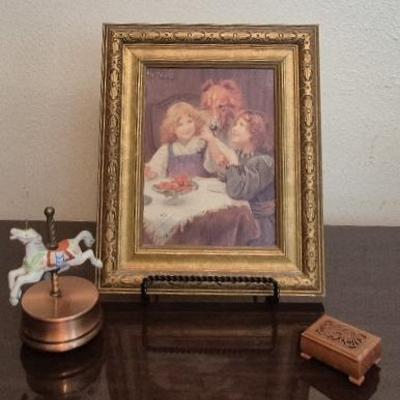 Vintage Aldon Copper Horse Music Carousel with Print "High Expectations" By John Esley and More 