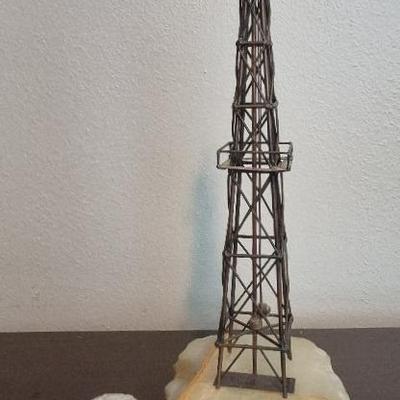 Demott Oil Well Sculpture with Vintage Geode Sculpture 