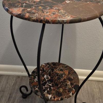 Marble Decorative Side Table  (Size 24" Tall X 16" Wide)