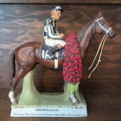 Secretariat Horse Kentucky Derby Lionstone Bourbon Porcelain Decanter 1977