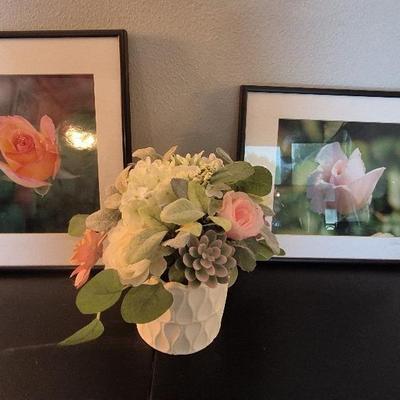 Framed Prints  Of Flowers By DorIth M, ' Flower Arrangement In White Vase 