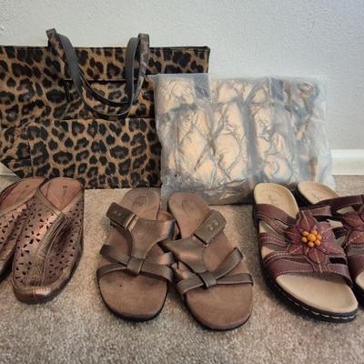 Chico's Animal Print Purse, Copper Colored Purse, Shoe Assortment Size 8