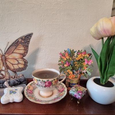 Teacup Candle, Butterfly Decor, Artificial Flowers, And More 