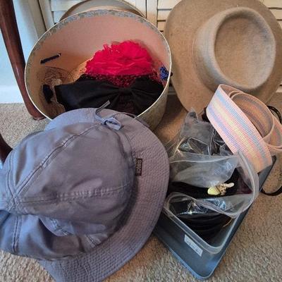 Stetson Cowboy Hat, Vintage Hats With Lace Fronts, Belt Size M-XL Assortment