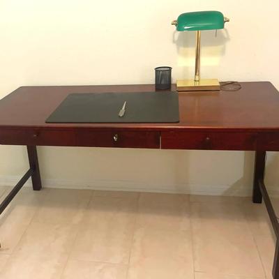 Office Desk and Bankers Lamp