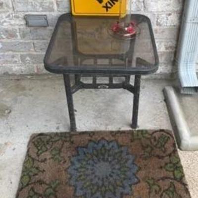 Hummingbird Feeder, Sign and Side Table 
