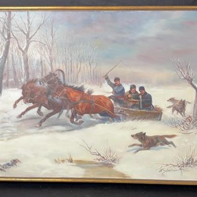 “Running From Thw Wolves” Oil Paint By A. Scheloumoff