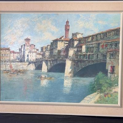 “Florenz Ponte Vecchio” Oil Paint By Otto Hellmeier