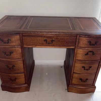 Mid Century Leather Top Desk 