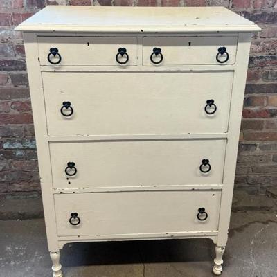 Antique Dresser By Loomis & Hart Furniture Company, Painted White
