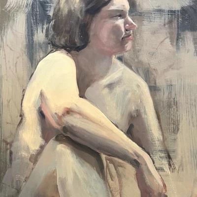 Larry Griggs Unframed Oil on Canvas, Seated Woman