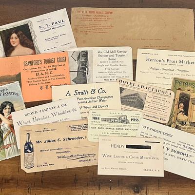 Collection Of Antique Advertising Ephemera, Trade Cards & Business Cards 