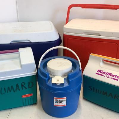 Assortment Of Five Coolers