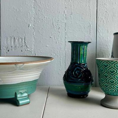 Paul Anthony Art Pottery Bowl with Other Art Pottery Vases