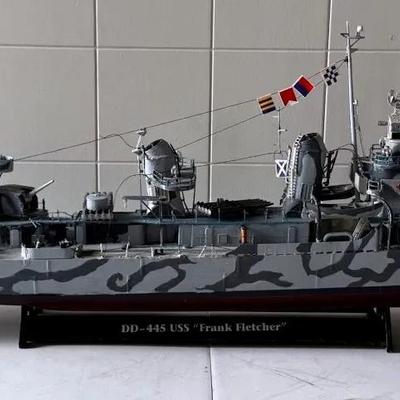 Fletcher Class Destroyer Battleship, Large Model With Stand