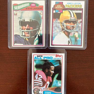 Vintage Football Cards. Steve Largent, Ronnie Lot, James Lofton Rookies