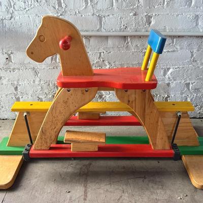 Vintage Solid Wood Rocking Horse Toy Glider