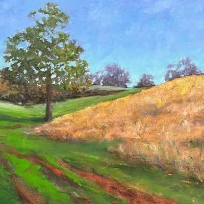 Larry Griggs Unframed Oil on Canvas, Meadow with Tree