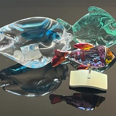 Crystal Fish (3) with Signed Italian Marcolin