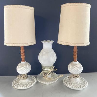 Hobnail Milk Glass Vintage Lamps