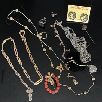 Vintage Jewelry and Antique Phoenix Bird Wax Sealer, Grosse German Necklace 