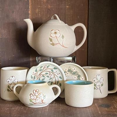 Pigeon Forge Dogwood Pottery Tea Set, Plus Others