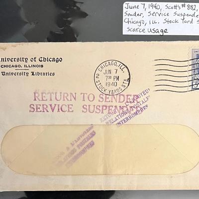1940 Postal History Cover, Scott’s #882, Scarce Usage