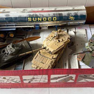 Model Tanks (3), With Large Group Of Vintage Manuals, Decals & Other Paperwork