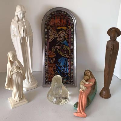 Nice Grouping Of Madonna Figures w/ Ceramic, Glass, Etc