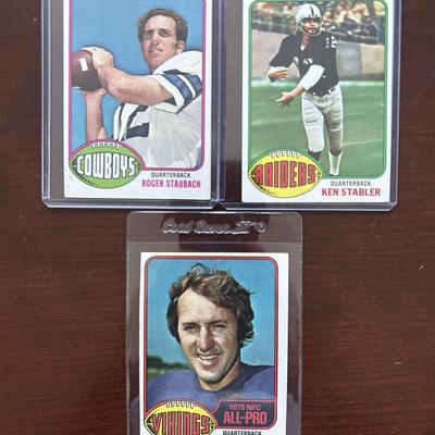 1976 Football Cards. Roger Staubach, Fran Tarkenton, and Ken Stabler
