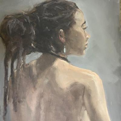Larry Griggs Oil on Canvas, Unframed Woman’s Portrait from the Back