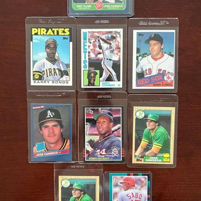 Vintage Baseball Cards. Barry Bonds Traded, Strawberry, Puckett, Clemens, Canseco Rookie Cards
